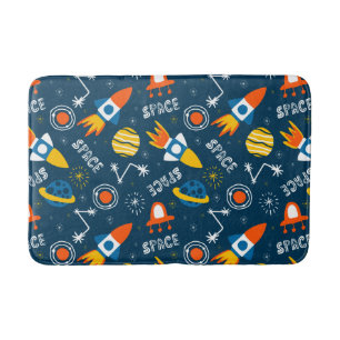 Cute Colourful Space Adventures Pattern Bath Mat