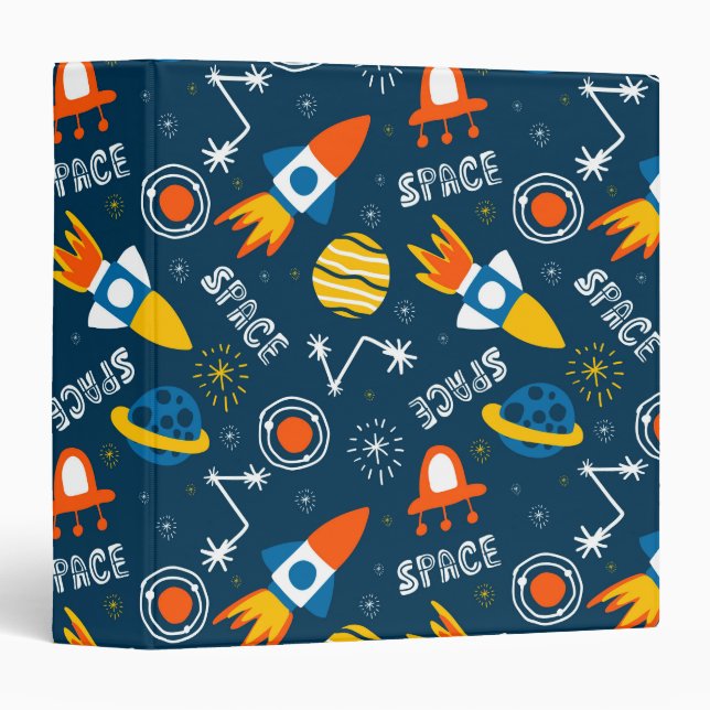 Cute Colourful Space Adventures Pattern Binder (Front/Spine)