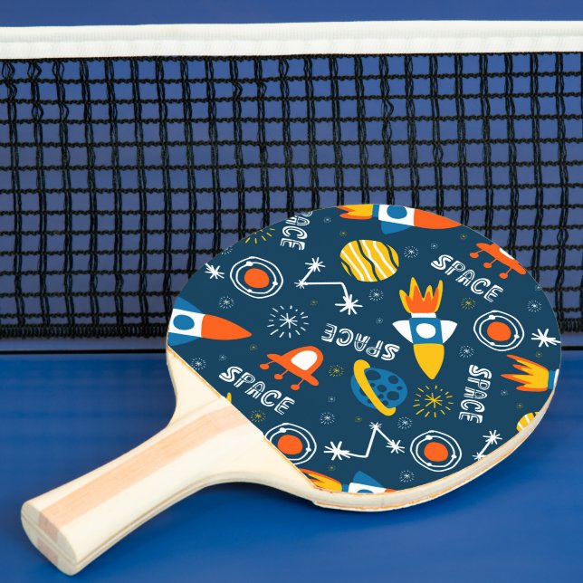 Cute Colourful Space Adventures Pattern Ping Pong Paddle (Insitu)