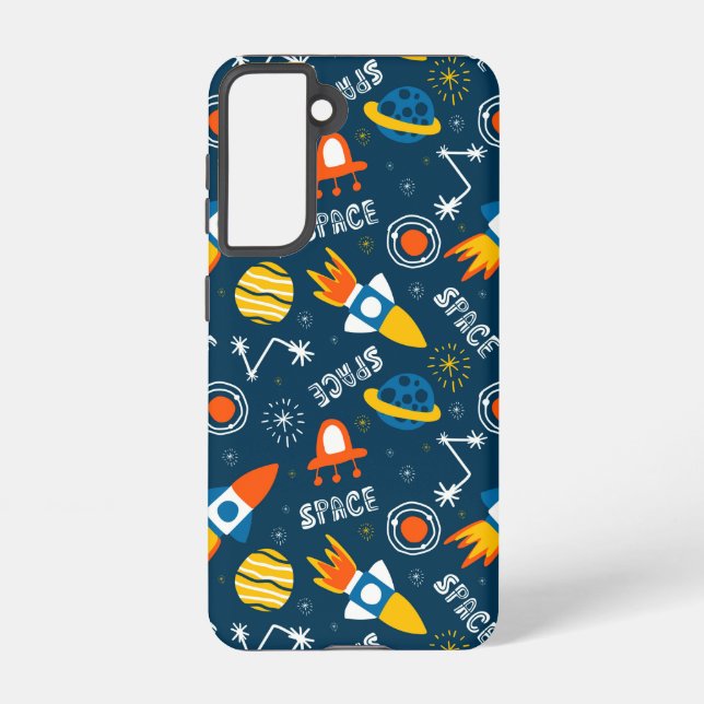 Cute Colourful Space Adventures Pattern Samsung Galaxy S21 Case (Back)