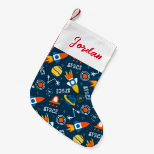 Cute Colourful Space Adventures Pattern Small Christmas Stocking