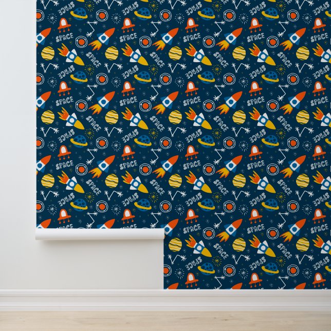 Cute Colourful Space Adventures Pattern Wallpaper (Application)