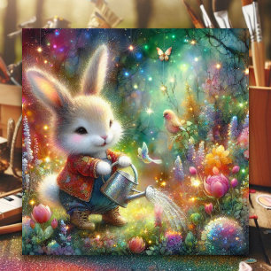 Cute Colourful Sparkle Happy Bunny Flowers Easter Holiday Card