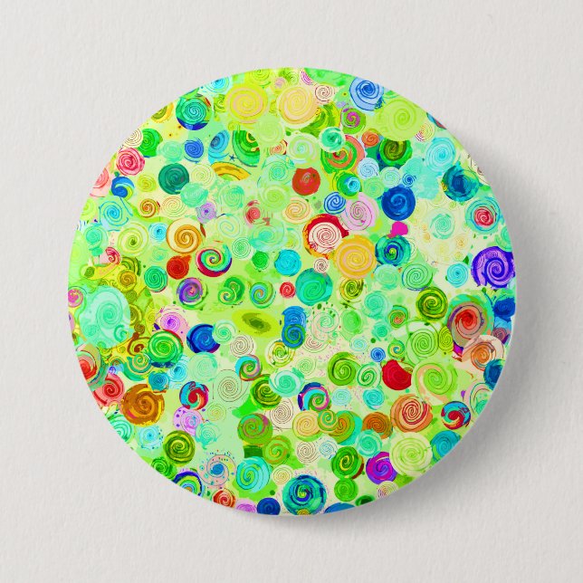 Cute colourful spiral cosmos patterns 3 inch round button (Front)