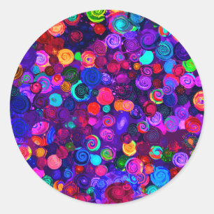 Cute colourful spiral cosmos patterns classic round sticker
