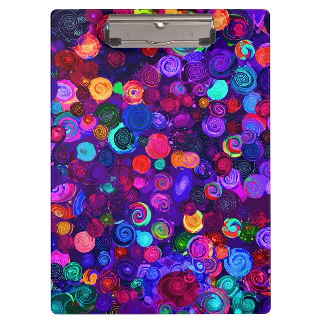 Cute colourful spiral cosmos patterns clipboard (Front)