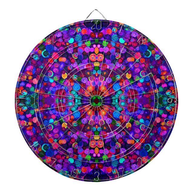 Cute colourful spiral cosmos patterns dartboard (Front)