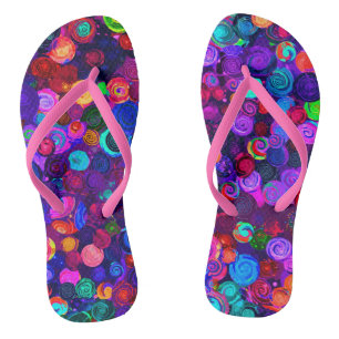 Cute colourful spiral cosmos patterns flip flops