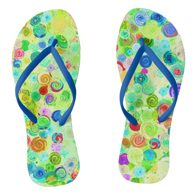 Cute colourful spiral cosmos patterns flip flops (Footbed)