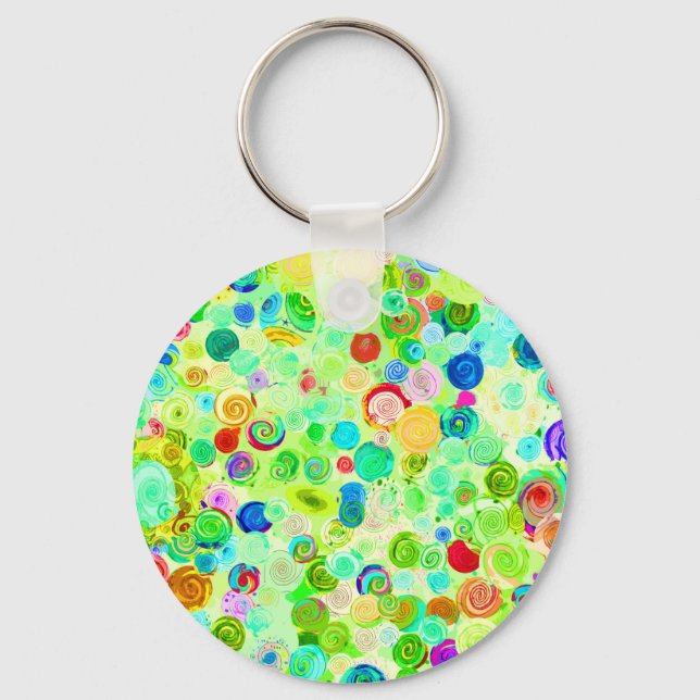 Cute colourful spiral cosmos patterns keychain (Front)