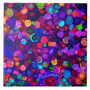 Cute colourful spiral cosmos patterns tile
