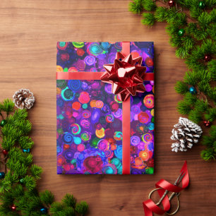 Cute colourful spiral cosmos patterns wrapping paper