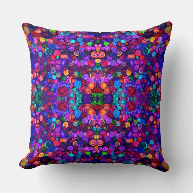 Cute colourful spiral cosmos pattrns throw pillow (Front)