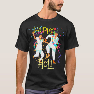 Cute Colourful Splash Couple playing Holi T-Shirt