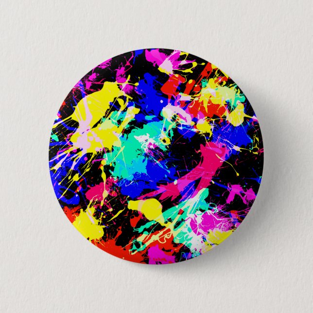 Cute colourful splatter paint 2 inch round button (Front)