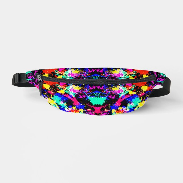 Cute colourful splatter paint car flag fanny pack (Front)
