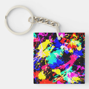 Cute colourful splatter paint car flag keychain