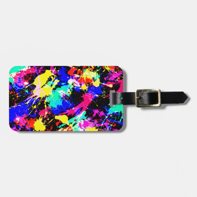 Cute colourful splatter paint car flag luggage tag (Front Horizontal)
