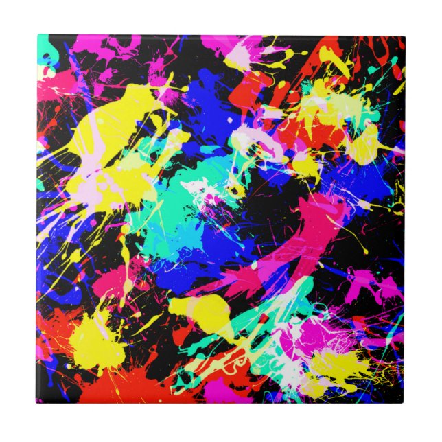 Cute colourful splatter paint car flag tile (Front)
