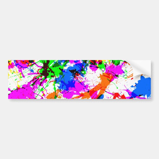 Cute colourful splatter paint design bumper sticker (Front)