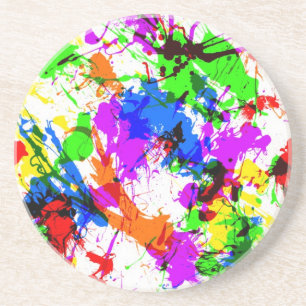 Cute colourful splatter paint design coaster
