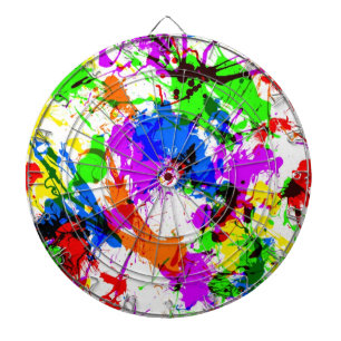 Cute colourful splatter paint design dartboard