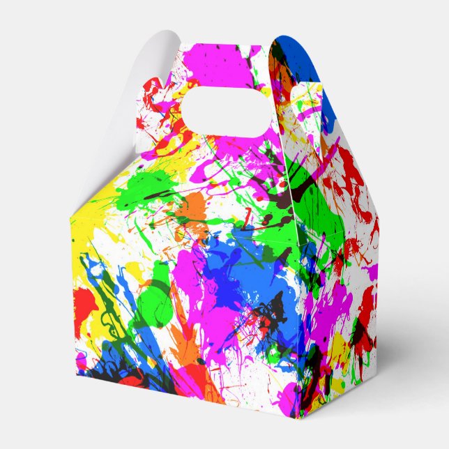 Cute colourful splatter paint design favor box (Back Side)