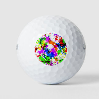 Cute colourful splatter paint design golf balls