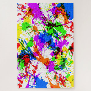 Cute colourful splatter paint design jigsaw puzzle