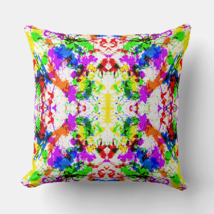 Cute colourful splatter paint design throw pillow