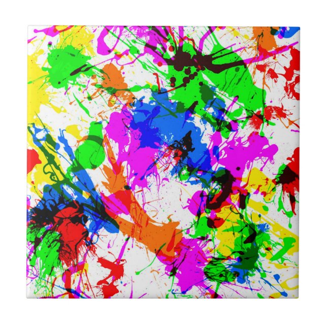 Cute colourful splatter paint design tile (Front)