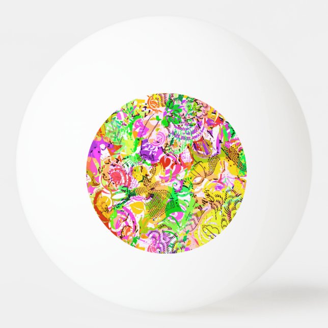 Cute colourful spring abstract floral ping pong ball (Front)