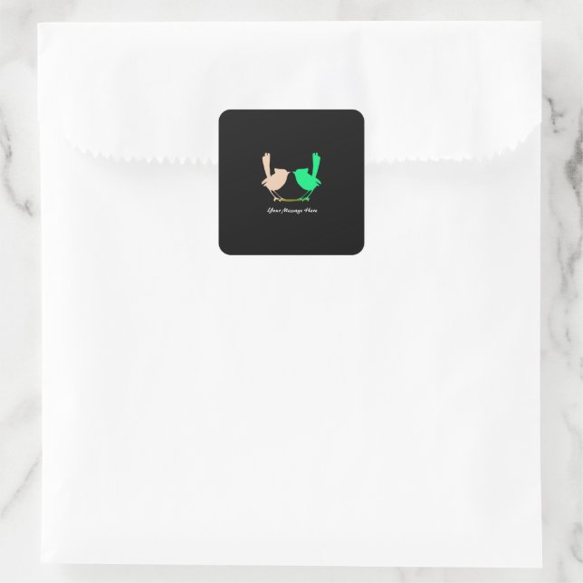 Cute Colourful Spring birds party  Square Sticker (Bag)
