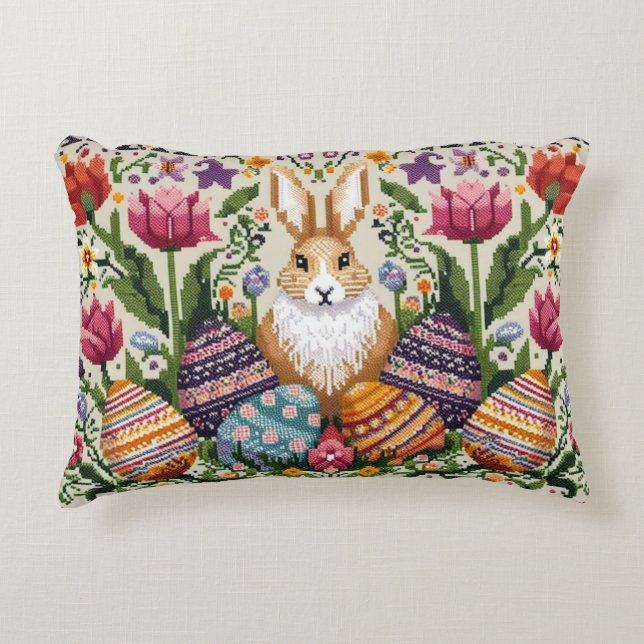 Cute/Colourful Spring/Easter fair isle  Accent Pillow (Front)