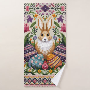 Cute/Colourful Spring/Easter fair isle Bath Towel