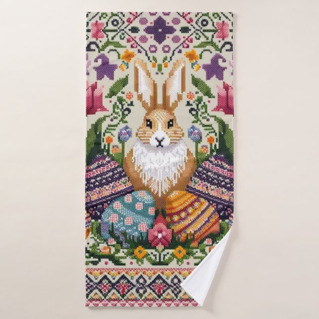 Cute/Colourful Spring/Easter fair isle  Bath Towel (Bath Towel)