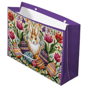 Cute/Colourful Spring/Easter fair isle Large Gift Bag