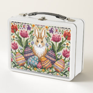 Cute/Colourful Spring/Easter fair isle Metal Lunch Box