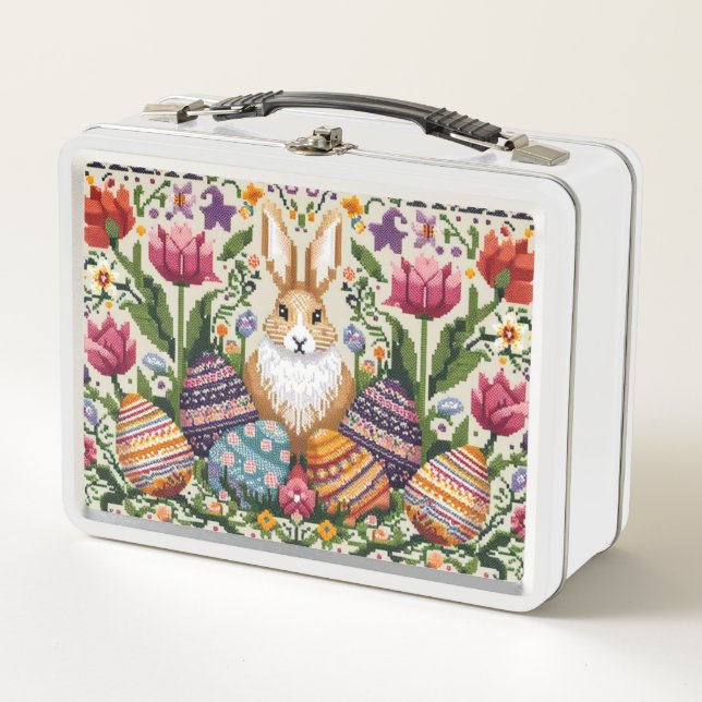 Cute/Colourful Spring/Easter fair isle  Metal Lunch Box (Front)
