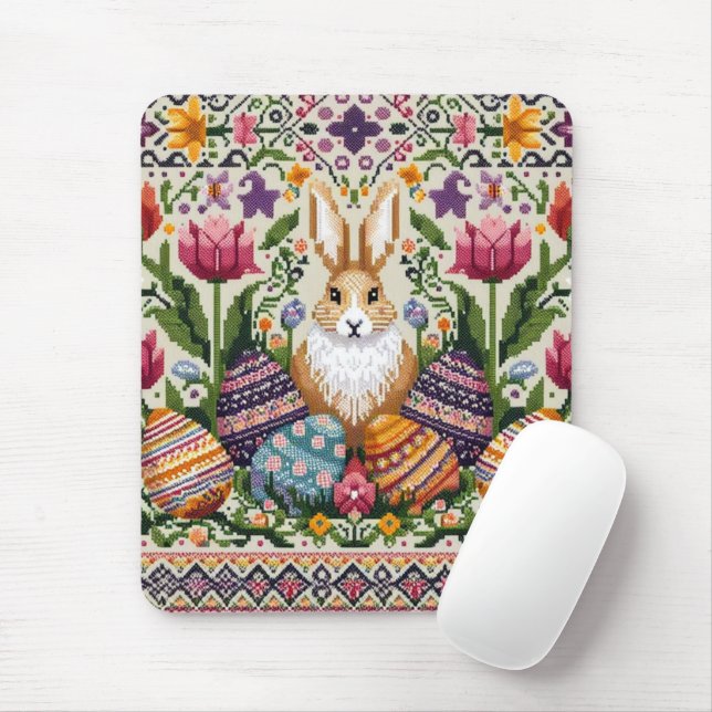 Cute/Colourful Spring/Easter fair isle  Mouse Pad (With Mouse)