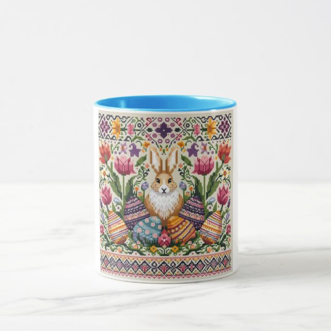 Cute/Colourful Spring/Easter fair isle  Mug (Center)
