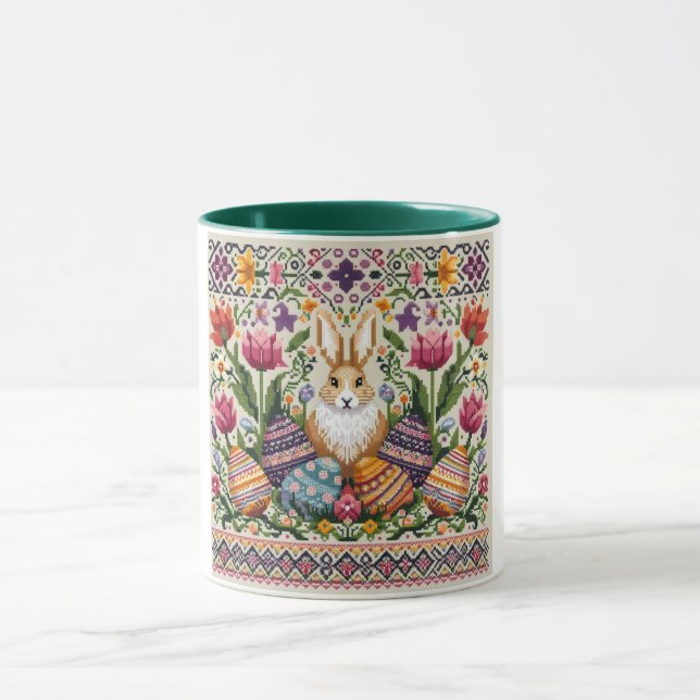 Cute/Colourful Spring/Easter fair isle  Mug (Center)