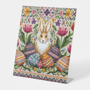 Cute/Colourful Spring/Easter fair isle  Pedestal Sign