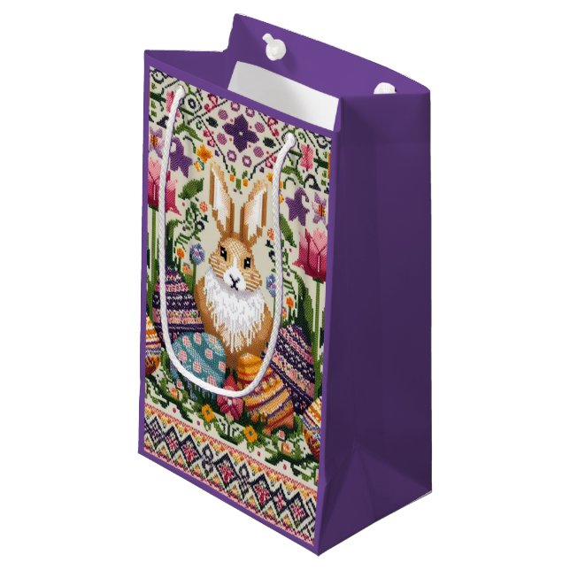 Cute/Colourful Spring/Easter fair isle  Small Gift Bag (Front Angled)