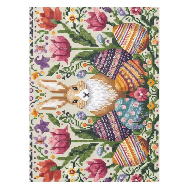 Cute/Colourful Spring/Easter fair isle  Tablecloth (Front)