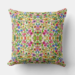 Cute colourful spring floral flowers throw pillow