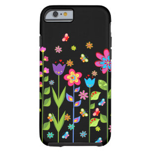 Cute Colourful Spring Flowers & Butterflies 2 Tough iPhone 6 Case