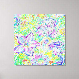 Cute colourful spring flowers canvas print