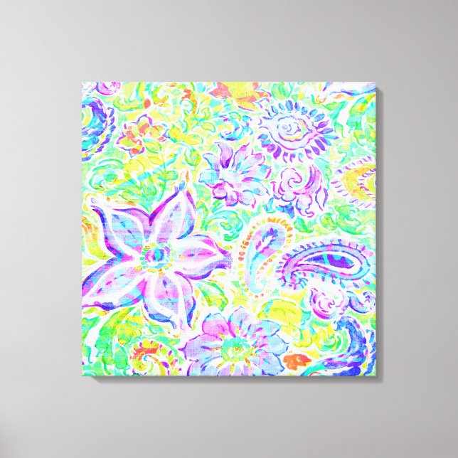 Cute colourful spring flowers canvas print (Front)