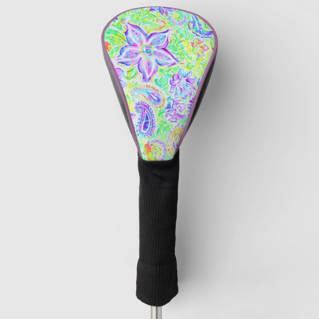 Cute colourful spring flowers license plate frame golf head cover (Front)
